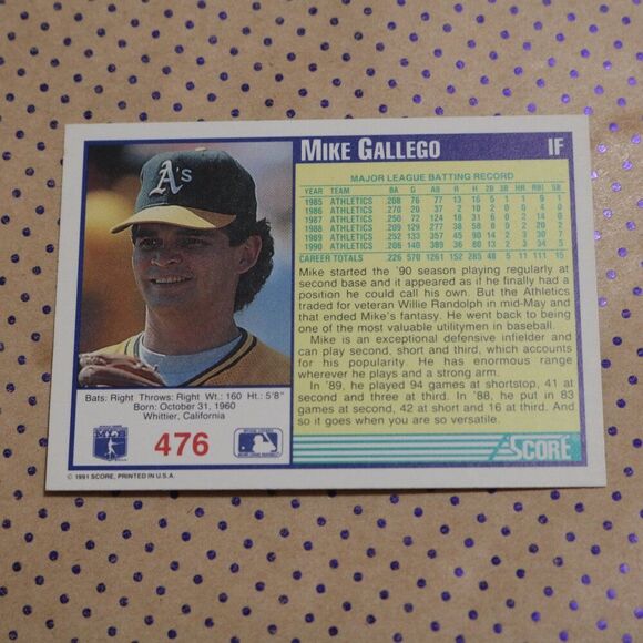 Mike Gallego #476 Baseball Card - Picture 2 of 2